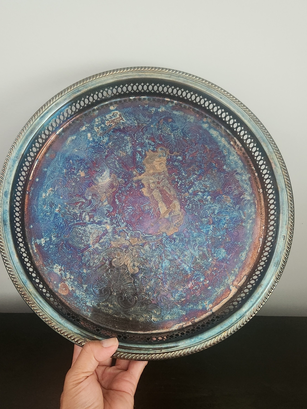 Vintage Rogers Decorative Silver Plated Tray - Tarnished Accent